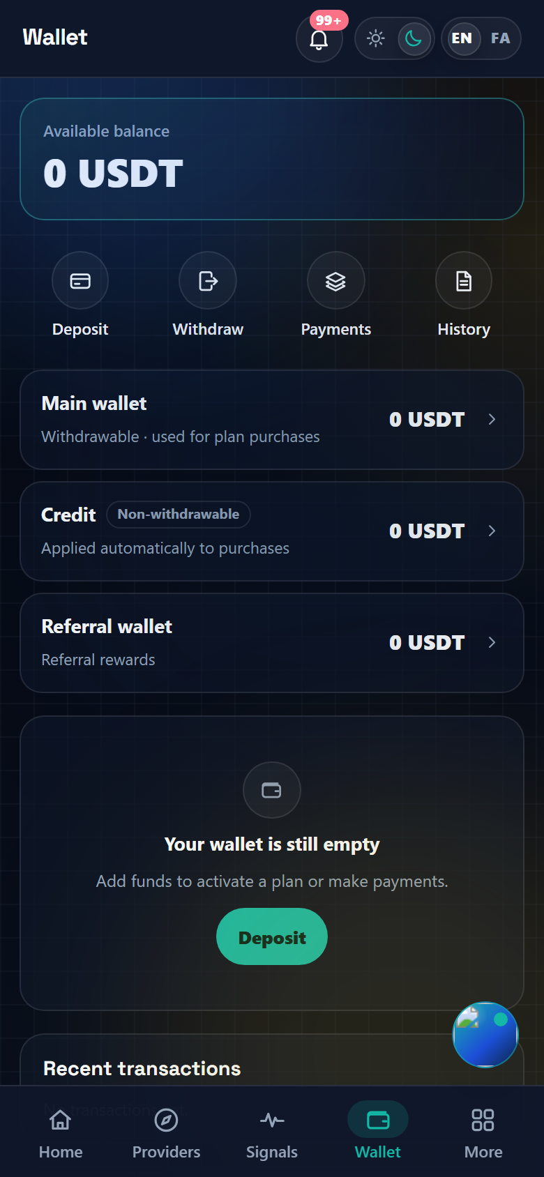 The same balance card and Withdraw button at mobile width
